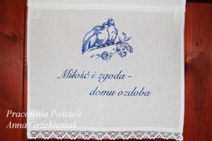 Makatka z haftem "Miłość i zgoda domu ozdoba"