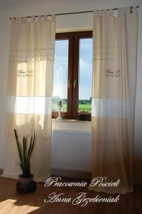 Zasłona - kotara z haftem i koronką 255x165