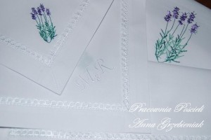 Komplet serwetek + bieżnik - z haftem i monogramem